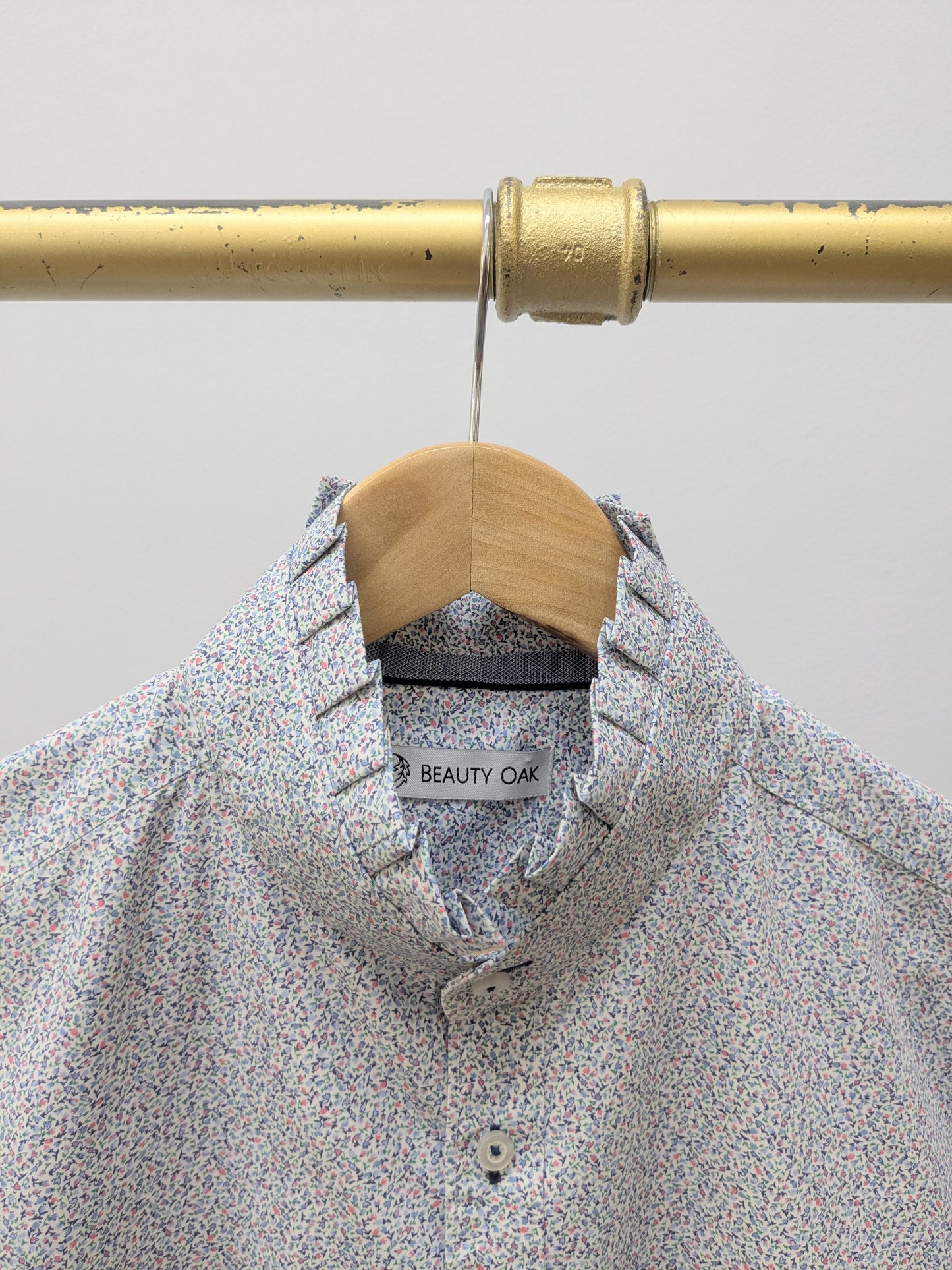 Rüschenbluse | Hellblau | Blümchen | Unikat