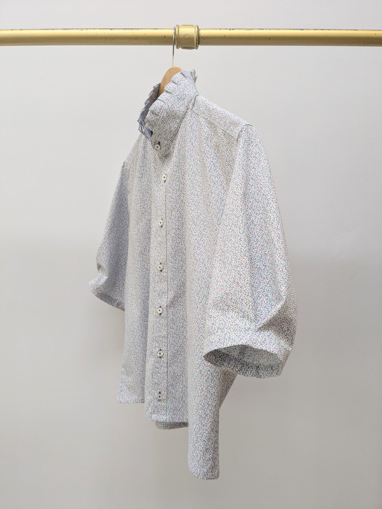 Rüschenbluse | Hellblau | Blümchen | Unikat