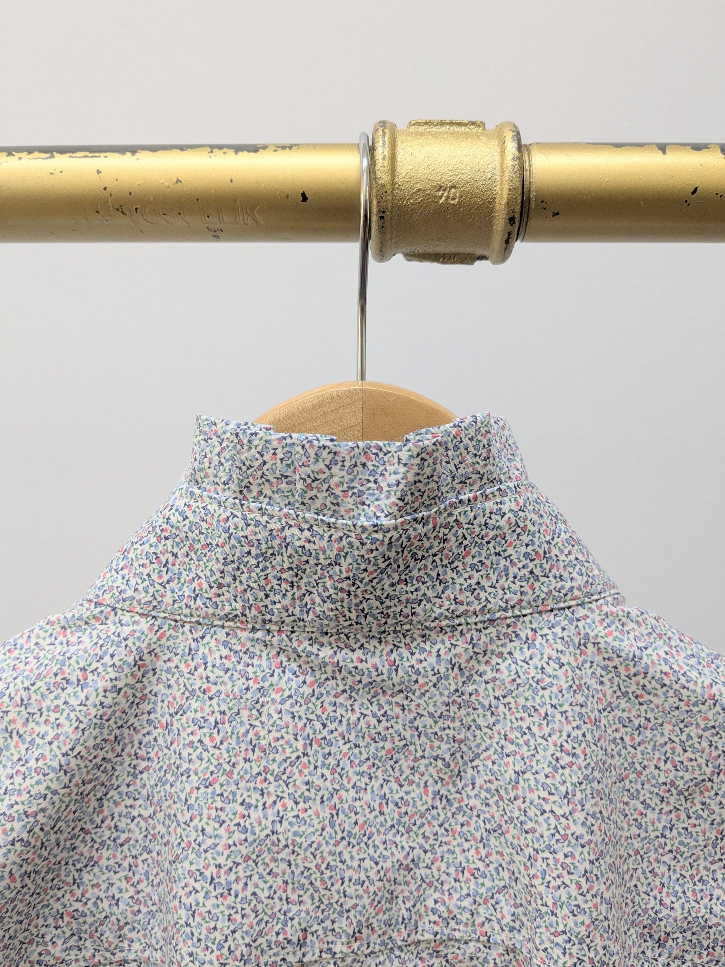 Rüschenbluse | Hellblau | Blümchen | Unikat
