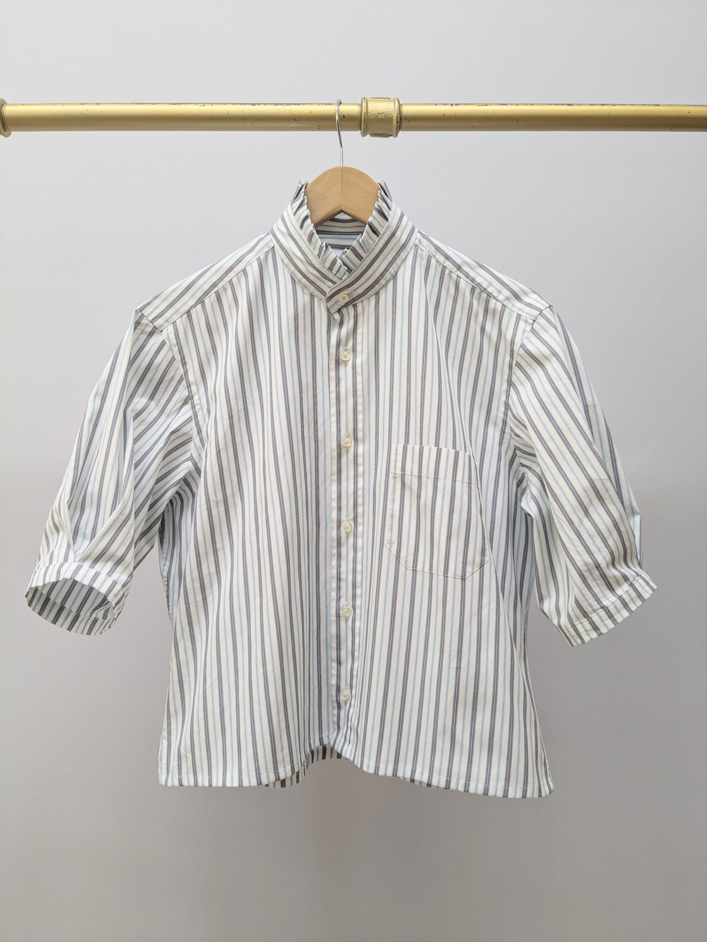 Rüschenbluse | Streifen | Weiss  | Unikat