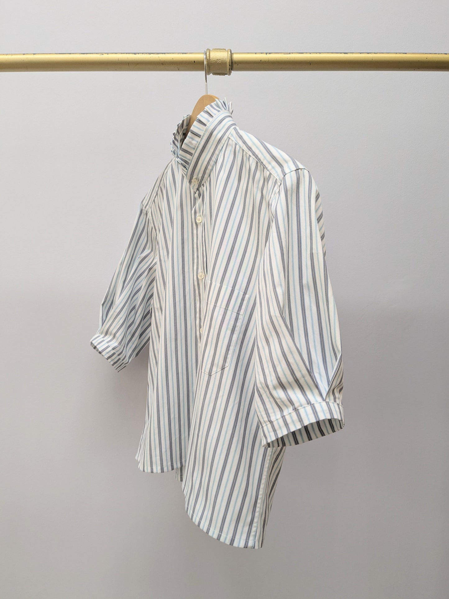 Rüschenbluse | Streifen | Weiss  | Unikat